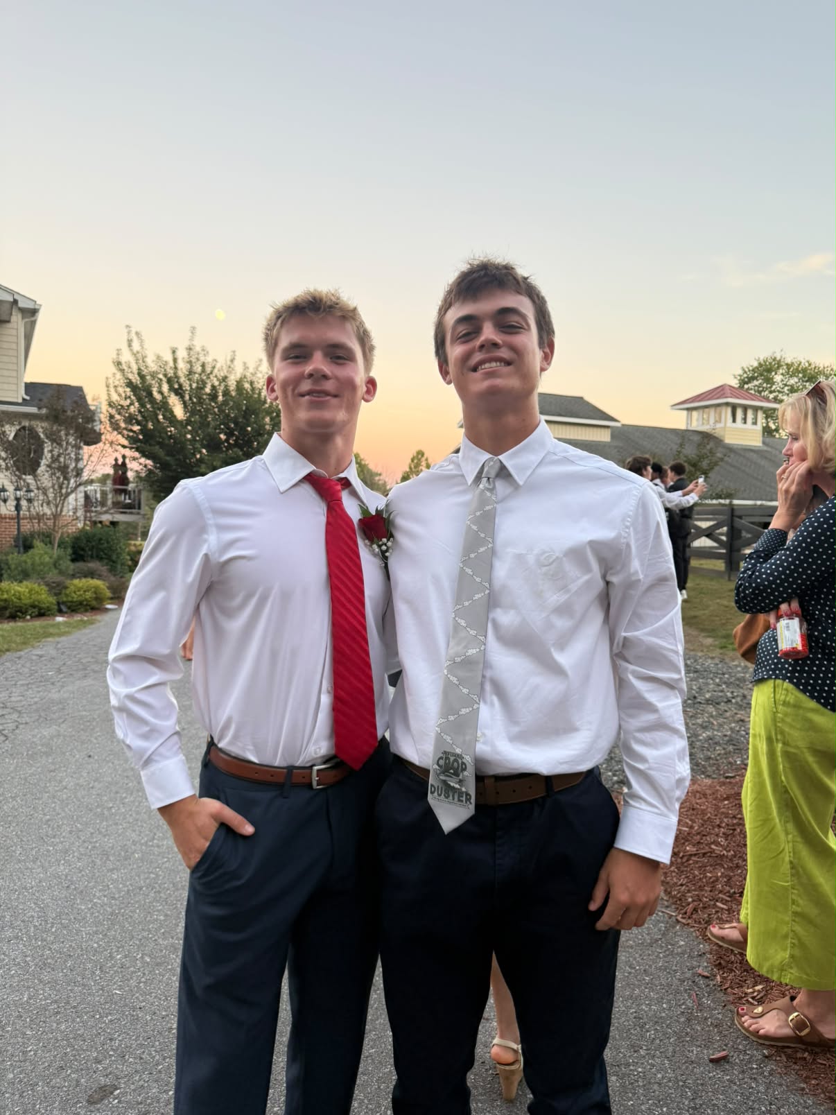 Jake and a friend at an outdoor school dance